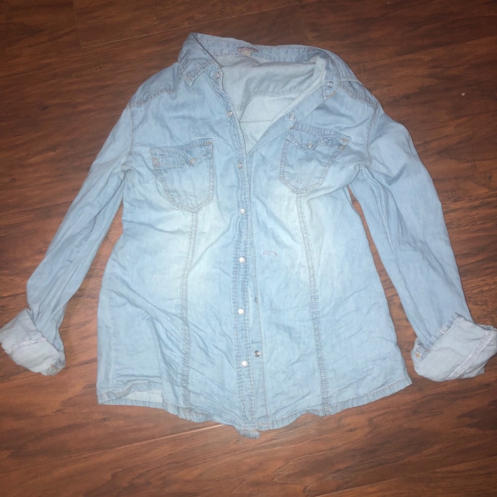 jean flannel button down